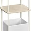 SONGMICS HOME Side Table, Bedside Table, End Table with 3 Storage Shelves, Fabric Basket, for Bedroom, Living Room, Steel Frame, 30 x 34 x 58 cm, Modern, Natural Beige LET286N01