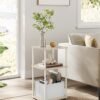 SONGMICS HOME Side Table, Bedside Table, End Table with 3 Storage Shelves, Fabric Basket, for Bedroom, Living Room, Steel Frame, 30 x 34 x 58 cm, Modern, Natural Beige LET286N01 - Billede 2
