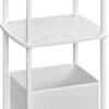 SONGMICS HOME Side Table, Bedside Table, End Table with 3 Storage Shelves, Fabric Basket, for Bedroom, Living Room, Steel Frame, 30 x 34 x 58 cm, Modern, Snow White LET286W01
