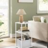 SONGMICS HOME Side Table, Bedside Table, End Table with 3 Storage Shelves, Fabric Basket, for Bedroom, Living Room, Steel Frame, 30 x 34 x 58 cm, Modern, Snow White LET286W01 - Billede 2