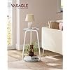 VASAGLE Round Side, 2-Tier Nightstand, End Glass Top and Particleboard Shelf Cocktail Table, for Living Room, Bedroom, Small Spaces, Modern Style, Marble Black ULET287B58 - Billede 2