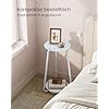 VASAGLE Round Side, 2-Tier Nightstand, End Glass Top and Particleboard Shelf Cocktail Table, for Living Room, Bedroom, Small Spaces, Modern Style, Marble Black ULET287B58 - Billede 4