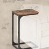 C-formet sidebord, lille sidebord, sofabord med metalramme, brun og sort - Billede 3