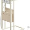 Sidebord, Natbord med Stikkontakter, C-formet, Sofabord, Cremehvid