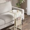 Sidebord, Natbord med Stikkontakter, C-formet, Sofabord, Cremehvid - Billede 2