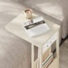 Sidebord, Natbord med Stikkontakter, C-formet, Sofabord, Cremehvid - Billede 6