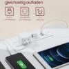 Natbord, Sidebord, 3 skuffer, 2 stikkontakter, 2 USB-porte, Cloud White - Billede 4