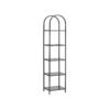 VASAGLE 5-Tier Shelf, Tempered Glass Shelving Unit, Arched Design, Steel Structure, for Living Room Bedroom Study Bathroom, Ink Black and Slate Grey LGT501G01