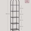 VASAGLE 5-Tier Shelf, Tempered Glass Shelving Unit, Arched Design, Steel Structure, for Living Room Bedroom Study Bathroom, Ink Black and Slate Grey LGT501G01 - Billede 6