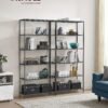 VASAGLE Bookcase, 6-Tier Bookshelf, Slim Shelving Unit for Bedroom, Bathroom, Home Office, Tempered Glass, Steel Frame - Billede 2