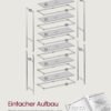 VASAGLE Bookcase, 6-Tier Bookshelf, Slim Shelving Unit for Bedroom, Bathroom, Home Office, Tempered Glass, Steel Frame - Billede 7