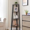 VASAGLE Corner Shelf Unit, 4-Tier Corner Shelf, Ladder Shelf for Living Room, Bookshelf or Plant Stand, Industrial Accent Furniture, Charcoal Gray and Matte Black LLS034B22 - Billede 4