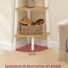 VASAGLE Corner Bookcase 5 Tier Shelf Ladder Shelf Storage Unit Plant Holder for Living Room Industrial Style with Steel Frame Natural Oak and Matte White LLS035Y01 - Billede 3
