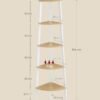 VASAGLE Corner Bookcase 5 Tier Shelf Ladder Shelf Storage Unit Plant Holder for Living Room Industrial Style with Steel Frame Natural Oak and Matte White LLS035Y01 - Billede 5