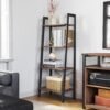 VASAGLE Ladder Shelf, 4-Tier Bookshelf, Bookcase, for Living Room, Bedroom, Kitchen, Home Office, Industrial Style, Steel Frame, Hazelnut Brown and Black LLS044B03 - Billede 2