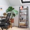VASAGLE Ladder Shelf, 4-Tier Bookshelf, Bookcase, for Living Room, Bedroom, Kitchen, Home Office, Industrial Style, Steel Frame, Hazelnut Brown and Black LLS044B03 - Billede 3