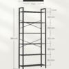 VASAGLE 6-Tier Tall Bookshelf, Large Bookcase, Steel Frame, Freestanding Shelf Unit for Living Room, Bedroom, Home Office, Study, 30 x 80 x 186 cm, Industrial, Ebony Black and Ink Black LLS082B56 - Billede 6