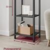 Smal reol, lille 6-etagers bogreol, 28 x 43 x 193 cm, rustik brun og sort - Billede 4