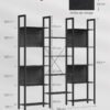 Bogreol, Bogreol med 14 Hylder, Metalramme, 24 x 158 x 166 cm, Sort - Billede 7