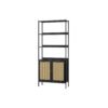 VASAGLE 6-Tier Bookcase, Tall Bookshelf with Rattan-Like Doors, Boho Style, Freestanding Storage Shelf, Metal Frame, Adjustable Shelf, for Living Room, Study