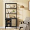 VASAGLE 6-Tier Bookcase, Tall Bookshelf with Rattan-Like Doors, Boho Style, Freestanding Storage Shelf, Metal Frame, Adjustable Shelf, for Living Room, Study - Billede 4