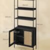 VASAGLE 6-Tier Bookcase, Tall Bookshelf with Rattan-Like Doors, Boho Style, Freestanding Storage Shelf, Metal Frame, Adjustable Shelf, for Living Room, Study - Billede 6