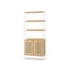 VASAGLE 6-Tier Bookcase, Tall Bookshelf with Rattan-Like Doors, Boho Style, Freestanding Storage Shelf, Metal Frame, Adjustable Shelf, for Living Room, Study