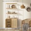 VASAGLE 6-Tier Bookcase, Tall Bookshelf with Rattan-Like Doors, Boho Style, Freestanding Storage Shelf, Metal Frame, Adjustable Shelf, for Living Room, Study - Billede 4