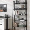 VASAGLE Bookshelf, Ladder Shelf 4-Tier, Freestanding Storage Shelves, for Home Office Living Room Bedroom Kitchen, Steel Frame, Simple Assembly, Industrial, Rustic Brown and Black ULLS108B01 - Billede 2