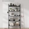 VASAGLE Bookshelf, Ladder Shelf 4-Tier, Freestanding Storage Shelves, for Home Office Living Room Bedroom Kitchen, Steel Frame, Simple Assembly, Industrial, Rustic Brown and Black ULLS108B01 - Billede 4