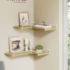 VASAGLE Corner Floating Shelves, Wall Shelf Set of 2, Corner Shelves for Wall Decor and Storage, Rustic Wood Shelves for Bathroom Bedroom Kitchen, with Cable Space, Rustic Brown and Black ULLS831B01 - Billede 2