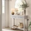 VASAGLE Console Table, Sofa Table, Narrow Entryway Table, Entry Table with 2 Drawers, Open Storage Shelf, Rounded Corners, for Living Room, Boho Style, Oatmeal Beige ULNT016K66 - Billede 2