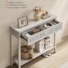 VASAGLE Console Table, Sofa Table, Narrow Entryway Table, Entry Table with 2 Drawers, Open Storage Shelf, Rounded Corners, for Living Room, Boho Style, Oatmeal Beige ULNT016K66 - Billede 5