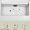 Sidebord med 2 stikkontakter og USB-porte, 25x120x81 cm, Snehvid.
