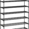 10-etagers skohylde, slank, opbevaringsmetal, pladsbesparende, 30 x 94 x 206 cm sort