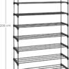 10-etagers skohylde, slank, opbevaringsmetal, pladsbesparende, 30 x 94 x 206 cm sort - Billede 2