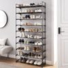 10-etagers skohylde, slank, opbevaringsmetal, pladsbesparende, 30 x 94 x 206 cm sort - Billede 3
