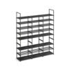 SONGMICS Adjustable Shoe Rack, 8-Tier Shoe Organiser, Shoe Storage Shelf, Steel Tubes and Non-Woven Fabric, Holds up to 32 Pairs, Space-Saving, for Entryway, Closet, Garage, Ink Black LSA219B01