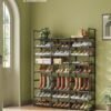 SONGMICS Adjustable Shoe Rack, 8-Tier Shoe Organiser, Shoe Storage Shelf, Steel Tubes and Non-Woven Fabric, Holds up to 32 Pairs, Space-Saving, for Entryway, Closet, Garage, Ink Black LSA219B01 - Billede 2