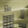 SONGMICS Adjustable Shoe Rack, 8-Tier Shoe Organiser, Shoe Storage Shelf, Steel Tubes and Non-Woven Fabric, Holds up to 32 Pairs, Space-Saving, for Entryway, Closet, Garage, Ink Black LSA219B01 - Billede 3