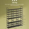SONGMICS Adjustable Shoe Rack, 8-Tier Shoe Organiser, Shoe Storage Shelf, Steel Tubes and Non-Woven Fabric, Holds up to 32 Pairs, Space-Saving, for Entryway, Closet, Garage, Ink Black LSA219B01 - Billede 6