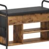 VASAGLE Shoe Bench, Entrance Cabinet, Shoe Storage, Padded Seat and 9 Compartments, Shoe Rack, Load Capacity 136 kg, Natural Beige LHS009K01