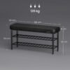 VASAGLE Shoe Bench Wall Coat Rack Set, Coat Rack with Mirror, 8 Double Hooks, Shoe Cabinet with Adjustable Shelves, Double Doors, Bench, Removable Seat Padding, 82 cm Wide, Cloud White LSC010W01 - Billede 5