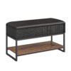 VASAGLE EKHO Collection Shoe Bench, Bench, Trunk, Entrance, Faux Leather, Stitching, Mid-Century Modern Style, Load Capacity up to 135 kg, 30 x 100 x 50 cm, Ink Black LSB113B01