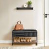 VASAGLE EKHO Collection Shoe Bench, Bench, Trunk, Entrance, Faux Leather, Stitching, Mid-Century Modern Style, Load Capacity up to 135 kg, 30 x 100 x 50 cm, Ink Black LSB113B01 - Billede 2