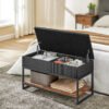 VASAGLE EKHO Collection Shoe Bench, Bench, Trunk, Entrance, Faux Leather, Stitching, Mid-Century Modern Style, Load Capacity up to 135 kg, 30 x 100 x 50 cm, Ink Black LSB113B01 - Billede 3