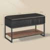 VASAGLE EKHO Collection Shoe Bench, Bench, Trunk, Entrance, Faux Leather, Stitching, Mid-Century Modern Style, Load Capacity up to 135 kg, 30 x 100 x 50 cm, Ink Black LSB113B01 - Billede 6