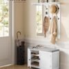 VASAGLE Shoe Bench, Shoe Rack with 2 Mesh Shelves, Shoe Storage Rack, 30 x 73 x 45 cm, for Entryway, Hallway, Living Room, Metal Frame, Black Ebony LBS073B06 - Billede 2