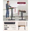 SONGMICS Electric Desk, Height-Adjustable, Desk Stand, Table Frame with Motor, 140 x 70 x (73-114) cm, Steel, White LSD012W01 - Billede 3