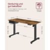 SONGMICS Electric Desk, Height-Adjustable, Desk Stand, Table Frame with Motor, 140 x 70 x (73-114) cm, Steel, White LSD012W01 - Billede 6